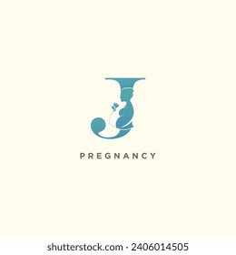 Pregnant mother logo for clinic care business with letter concept vector illustration
