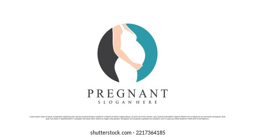 Pregnant mother logo design illustration with circle concept and creative element