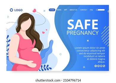 Pregnant Mother and Maternity Insurance Landing Page Health care Template Flat Illustration Editable of Square Background for Social media or Greetings Card