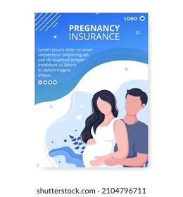 Pregnant Mother and Maternity Insurance Poster Health care Template Flat Illustration Editable of Square Background for Social media or Greetings Card