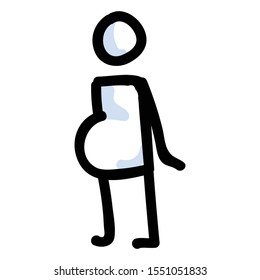 Pregnant Mother Stick Figure Vector Illustration. Hand Drawn Isolated New Life Motherhood Icon Motif Element in Flat Color. For Health, Child, Mom or Parent Concept. Pictogram EPS10. 