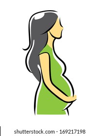 Pregnant Mother Symbol Cartoon Illustration