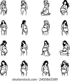 A pregnant mother's digital vector portrait.