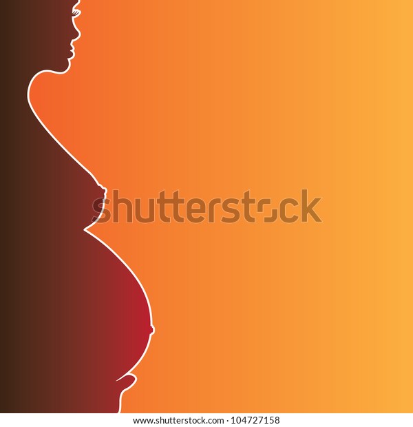Pregnant Naked Woman Silhouette Illustration Image Vectorielle De