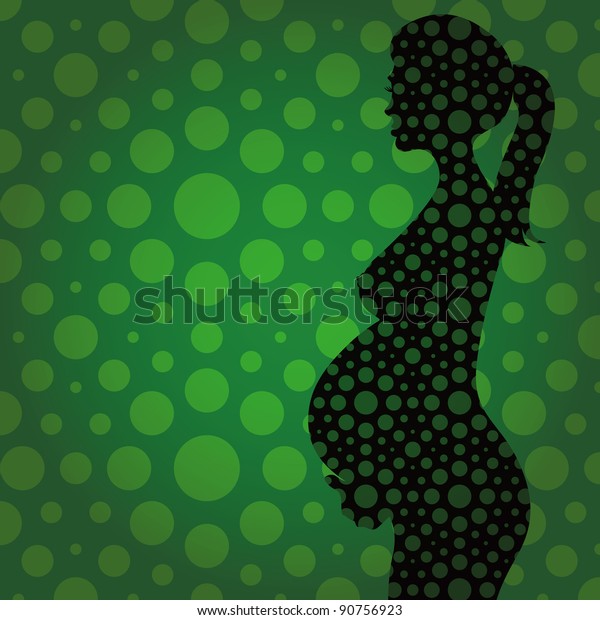 Stock Vektor „pregnant Naked Woman Silhouette Illustration“ Bez