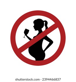 Pregnant no alcohol sign. vector illustration isolated on white background