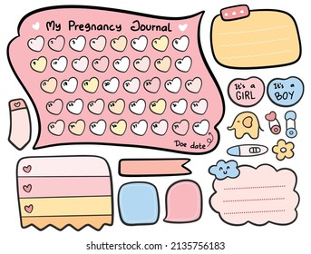 Pregnant Planner Doodle Vector illustration