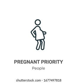Pregnant priority outline vector icon. Thin line black pregnant priority icon, flat vector simple element illustration from editable people concept isolated stroke on white background