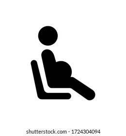 Pregnant priority seat glyph icon design vector. Medical sign symbol. Editable stroke. Black glyph vector icon.