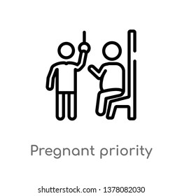 pregnant priority vector line icon. Simple element illustration. pregnant priority outline icon from people concept. Can be used for web and mobile