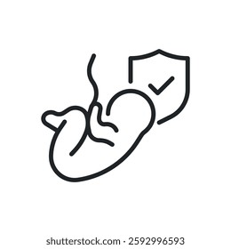 Pregnant protection thin line icons. Perfect pixel on transparent background