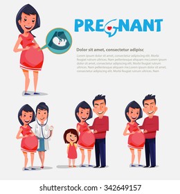 Pregnant set, pregnant couple, happy mom concept. typohtagphic design - vector illustration