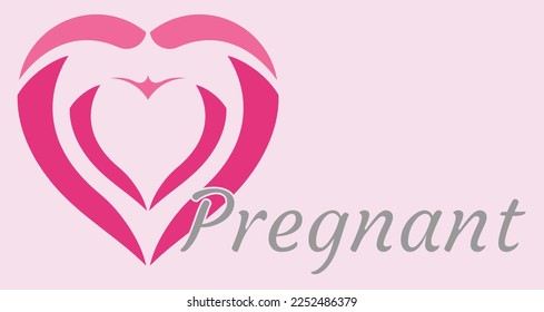 Pregnant sign and tag, two hearts represent mother and baby, Obstetrician and gynecologist logo and banner, pink heart, family minimalist style design, Pregnant abstract illustration vector