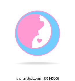 Pregnant sign - vector template. Idea for logo.   Pregnant woman,  pregnancy,    pregnant belly,  mother.