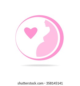 Signo de embarazo - plantilla de vector. Idea para el logo.   Mujer embarazada, embarazo,    vientre embarazada, madre.