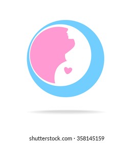 Signo de embarazo - plantilla de vector. Idea para el logo.   Mujer embarazada, embarazo,    vientre embarazada, madre.