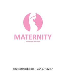 Pregnant silhouette. Pregnancy logo.  Maternity checklist. Woman vector illustration.