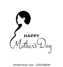 Pregnant silhouette. Pregnancy logo. Woman vector illustration. Happy Mother's Day Card