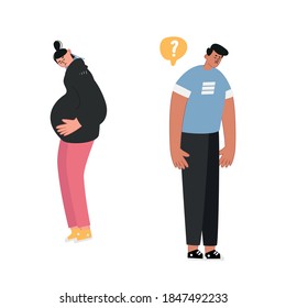 A pregnant teenager girl and a boyfriend are upset and do not know what to do. Abortion of minors. Teenage abortions and early pregnancy. Vector illustration of social problems of youth