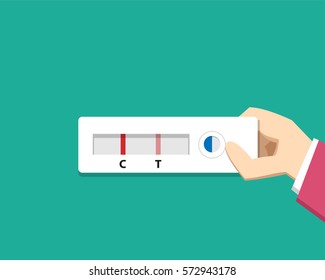 Pregnant test with woman hand in vector design