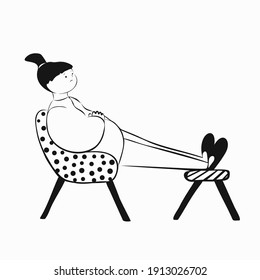 A pregnant, tired woman is sitting in a chair.