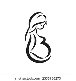  Pregnant vector logo design mother template