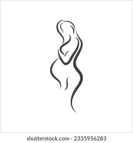  Pregnant vector logo design mother template