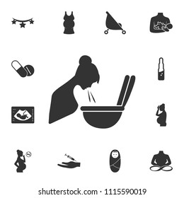 Pregnant Vomiting icon. Simple element illustration. Pregnant Vomiting symbol design from Pregnancy collection set. Can be used for web and mobile on white background