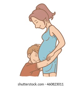 Pregnant wife and happy husband