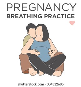 Pregnant Wife Learning Her Breathing Relaxation Techniques While being Helped by Her Husband 