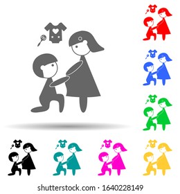 pregnant wife multi color style icon. Simple glyph, flat vector of family icons for ui and ux, website or mobile application