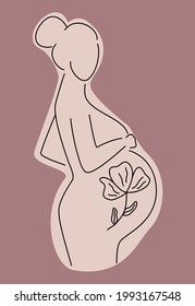 pregnant woman abstract line art style design conceptual beauty vector illustration	