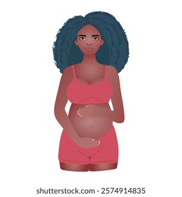 Pregnant woman, african woman, months of pregnancy, illustration isolated design, vector