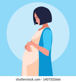 pregnant woman avatar character icon vector ilustrate
