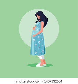 pregnant woman avatar character icon vector ilustrate