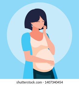 pregnant woman avatar character icon vector ilustrate