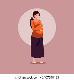 pregnant woman avatar character icon vector ilustrate