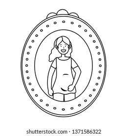 pregnant woman avatar photo frame black and white