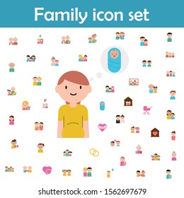 Pregnant woman, baby cartoon icon. Family icons universal set for web and mobile