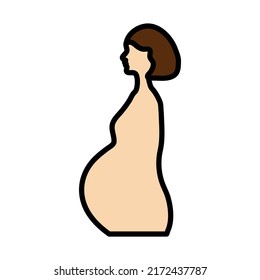 Pregnant Woman With Baby Icon. Editable Bold Outline With Color Fill Design. Vector Illustration.