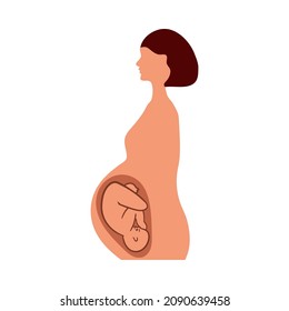 Pregnant Woman With Baby Icon. Flat Color Design. Vector Illustration.