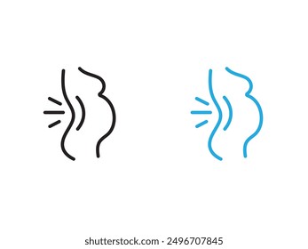 Pregnant woman backache icon black and white vector outline sign