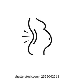 Pregnant woman backache icon Isolated flat vector in outline