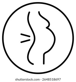 Pregnant woman backache icon Outline isolated logo mark
