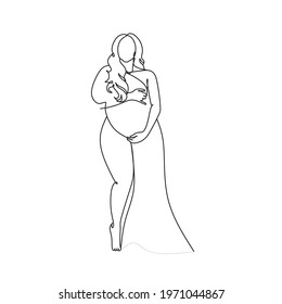 pregnant woman, woman with belly line art