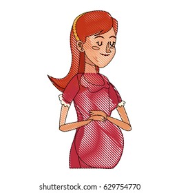 pregnant woman belly maternity close eyes draw