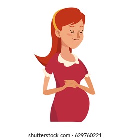 Beautiful Pregnant Woman Portrait Young Mother Stock Vector (Royalty ...