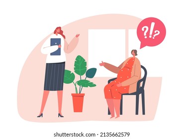 Pregnant Woman with Big Belly Visiting Perinatal Courses with Psychological Support. Coach and Pregnant Female Character Discussing Maternity Issues in Classroom. Cartoon People Vector Illustration