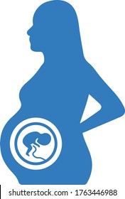 Pregnant woman blue icon, Maternity