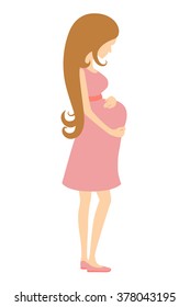 Pregnant woman blue and white vector illustration